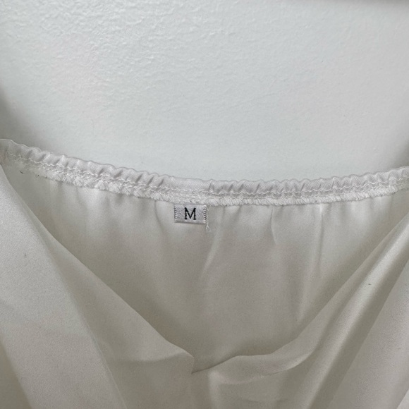 Elegant White Satin Slip Dress with Rhinestone Straps - Picture 5 of 6
